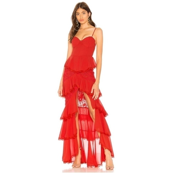 Majorelle Zelda Fitz Gown Sleeveless Chiffon Floral Lace High Low Maxi Dress XS - Picture 2 of 14